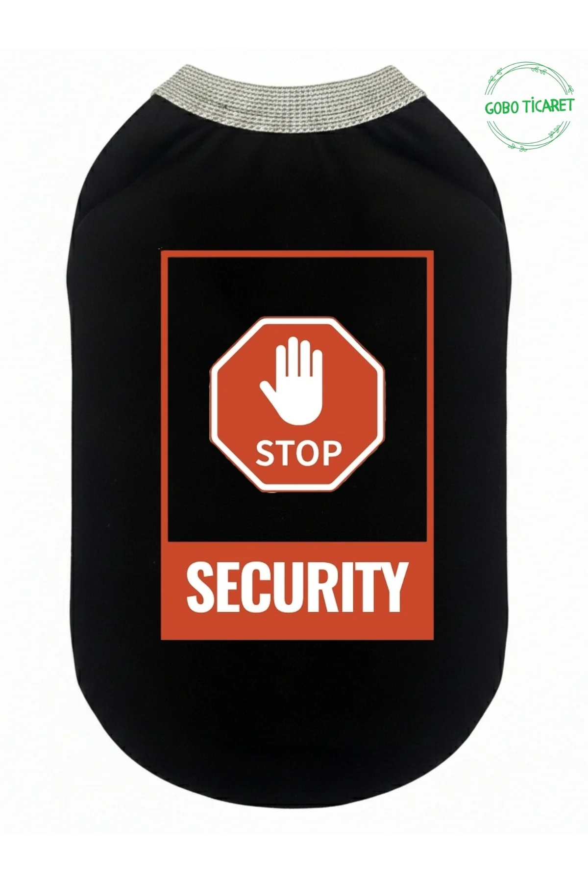Siyah Stop Security (Güvenlik) Baskılı Kedi ve Köpek Kıyafeti Tiş
