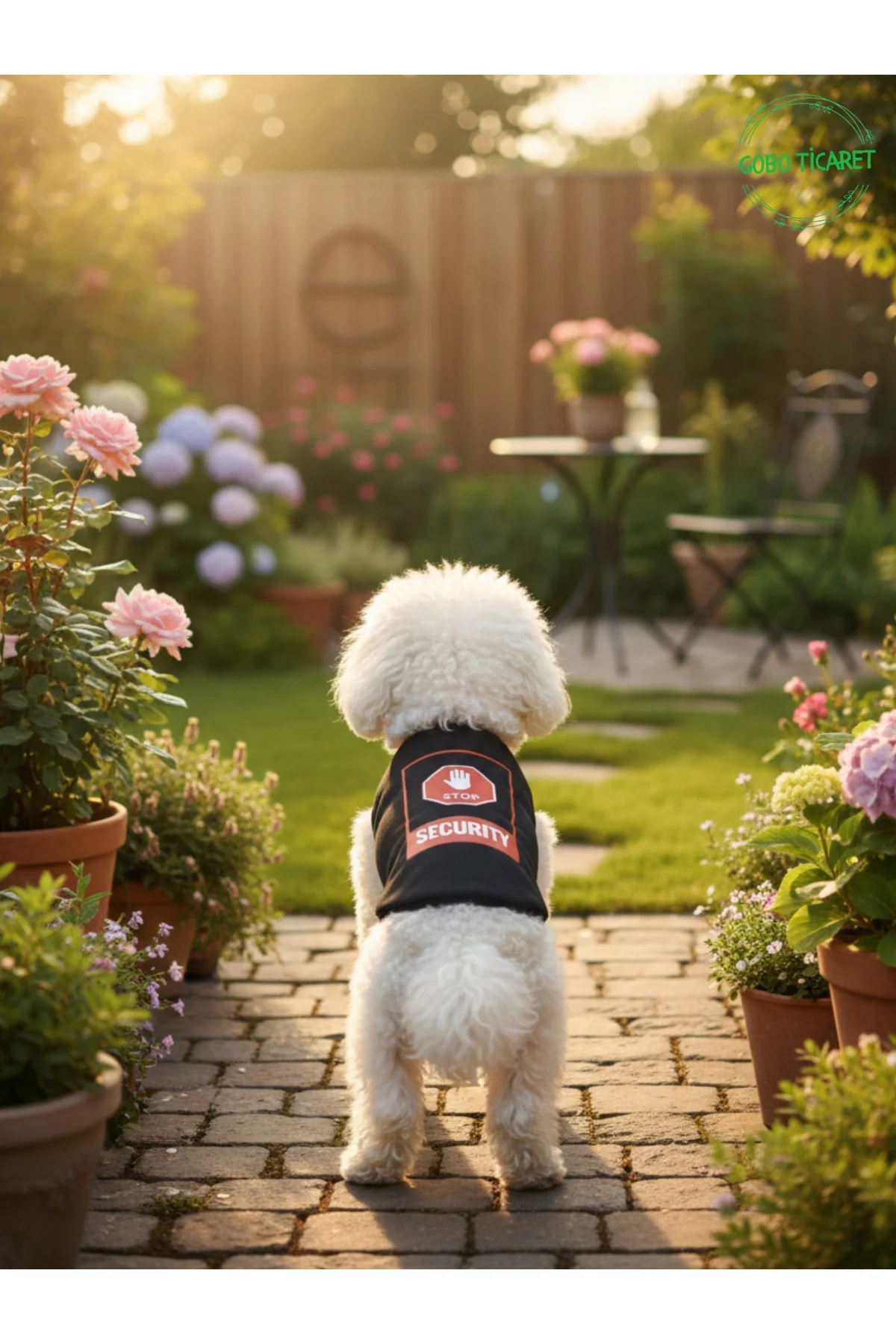 Siyah Stop Security (Güvenlik) Baskılı Kedi ve Köpek Kıyafeti Tiş