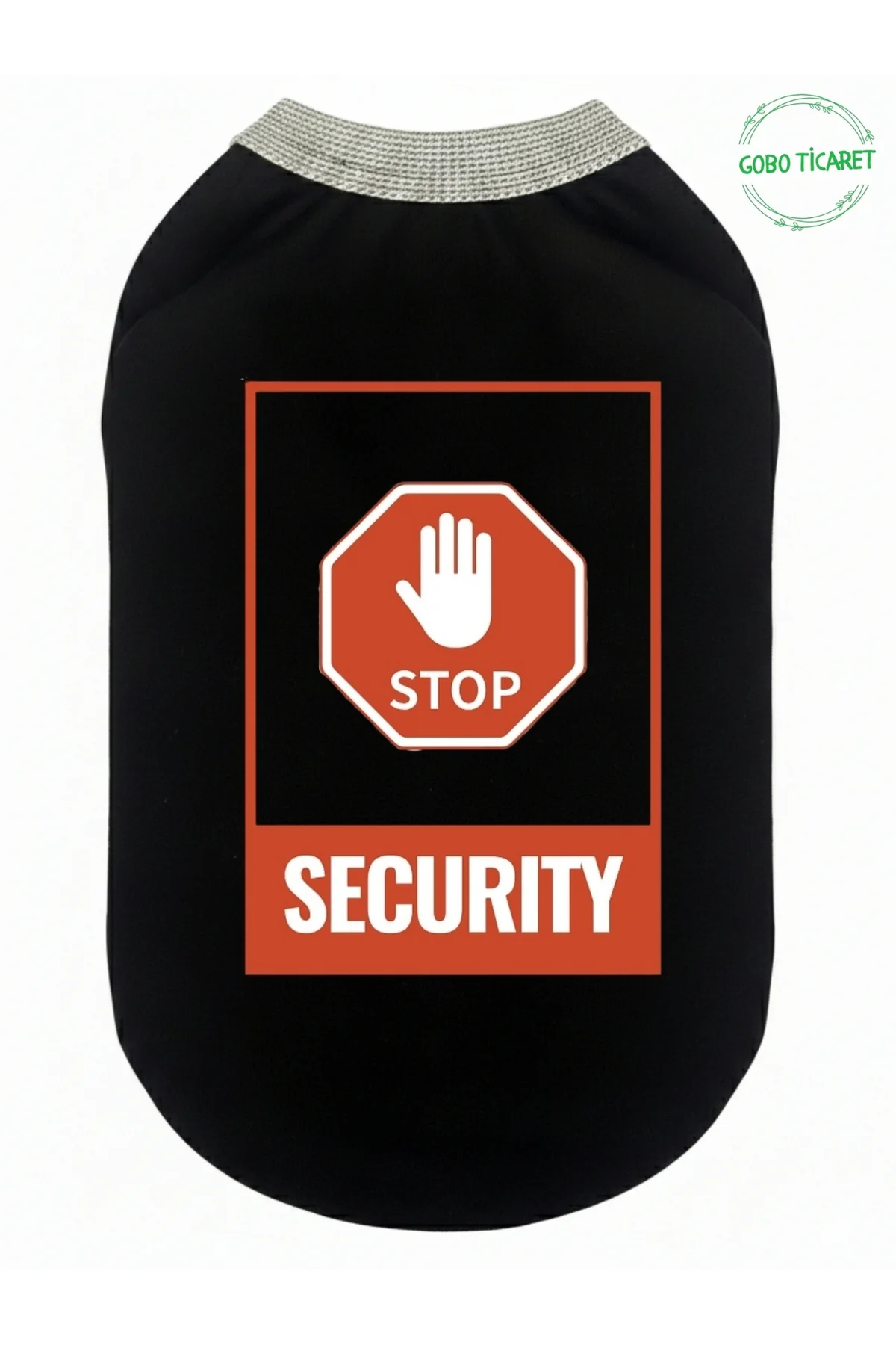 Siyah Stop Security (Güvenlik) Baskılı Kedi ve Köpek Kıyafeti Tiş