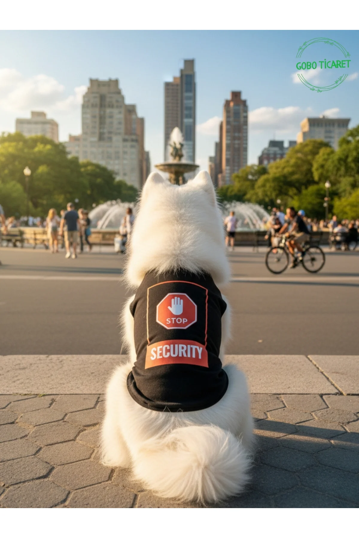 Siyah Stop Security (Güvenlik) Baskılı Kedi ve Köpek Kıyafeti Tiş