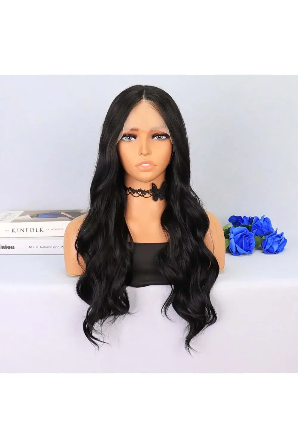 Siyah Su Dalgalı Tül Peruk