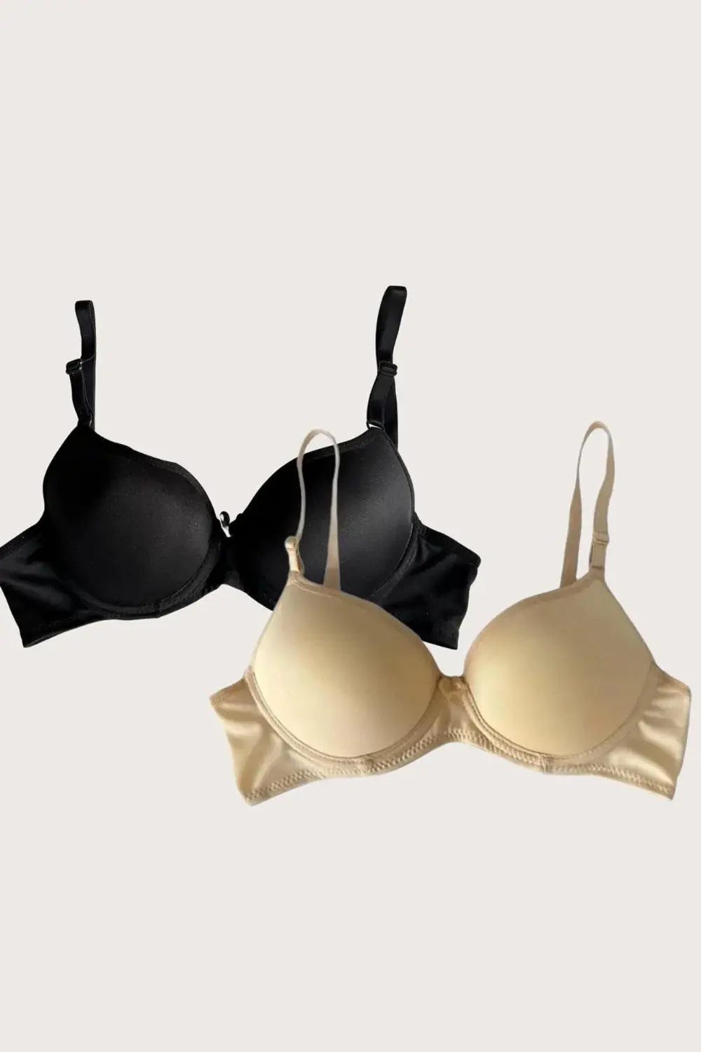 Siyah-ten 2'li Mikro Kumaş Push Up Dolgulu Balenli Günlük Destekl