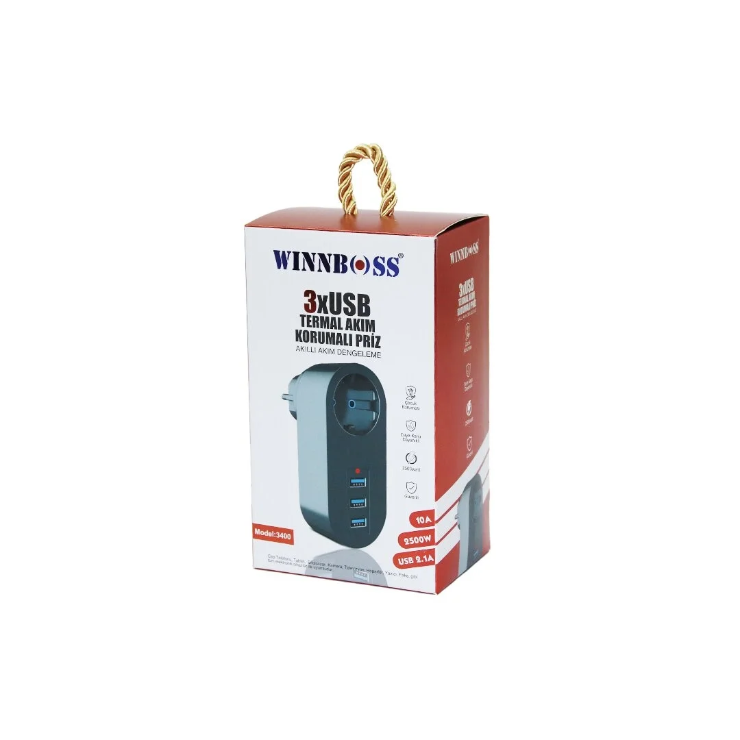 Siyah Termal Akım Korumalı  1xpriz 3xusb Duvar Tipi Priz 10a - 2500w Bx40 Fiyatı, Yorumları ve Özellikleri