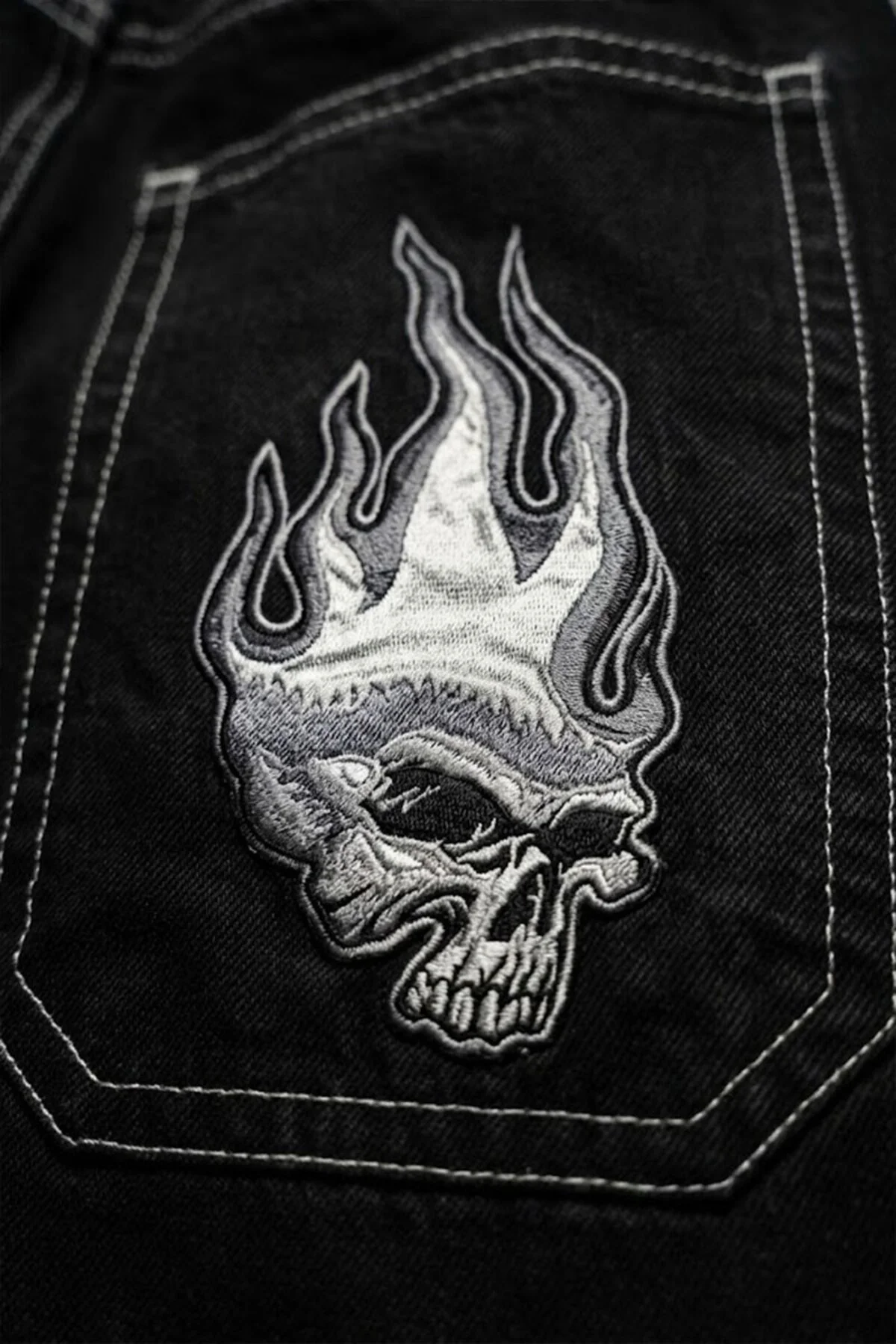Siyah Ters Dikiş Flaming Skull Harajuku Y2K Unisex Baggy Pantolon Fiyatı, Yorumları ve Özellikleri