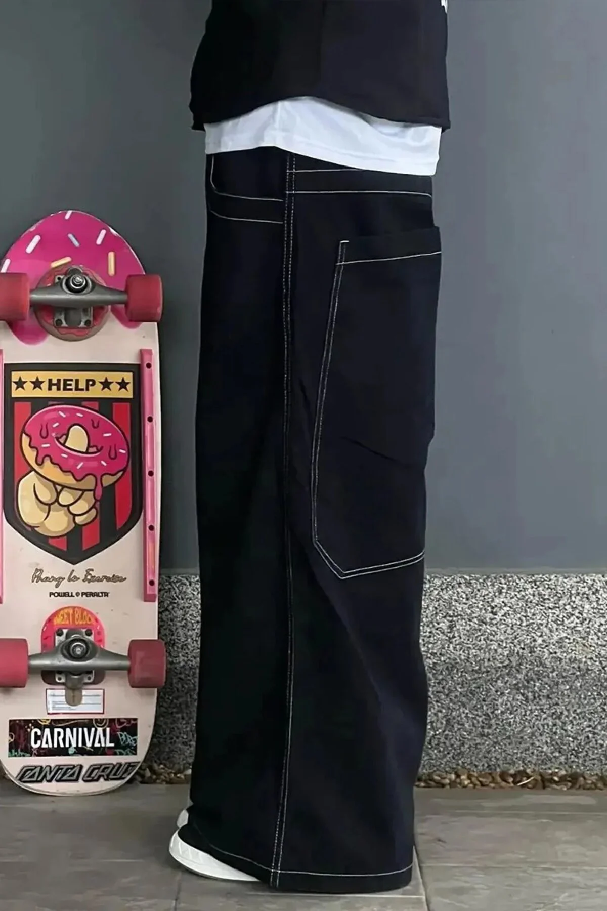 Siyah Ters Dikiş Skater Streetwear Y2K Unisex Baggy Pantolon Siyah Ters Dikiş Skater Streetwear Y2K Unisex Baggy Pantolon Fiyatı, Yorumları ve Özellikleri