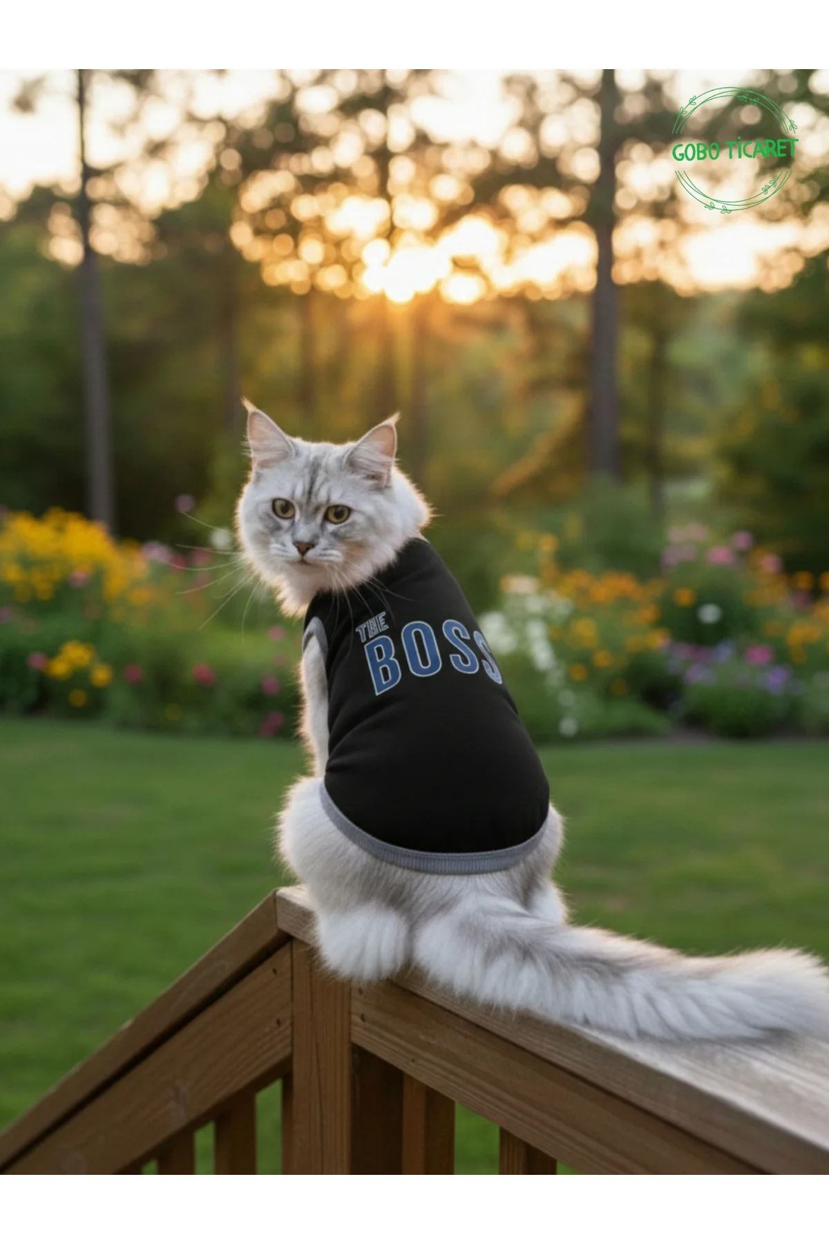 Siyah The Boss (Patron) Yazılı Kedi ve Köpek Kıyafeti Tişörtü Elb