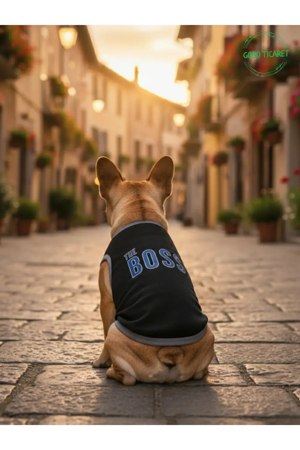 Siyah The Boss (Patron) Yazılı Kedi ve Köpek Kıyafeti Tişörtü Elb