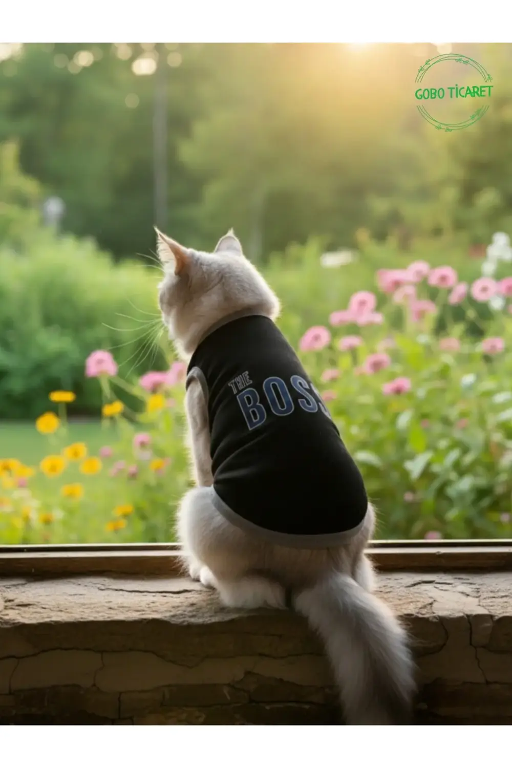 Siyah The Boss (Patron) Yazılı Kedi ve Köpek Kıyafeti Tişörtü Elb