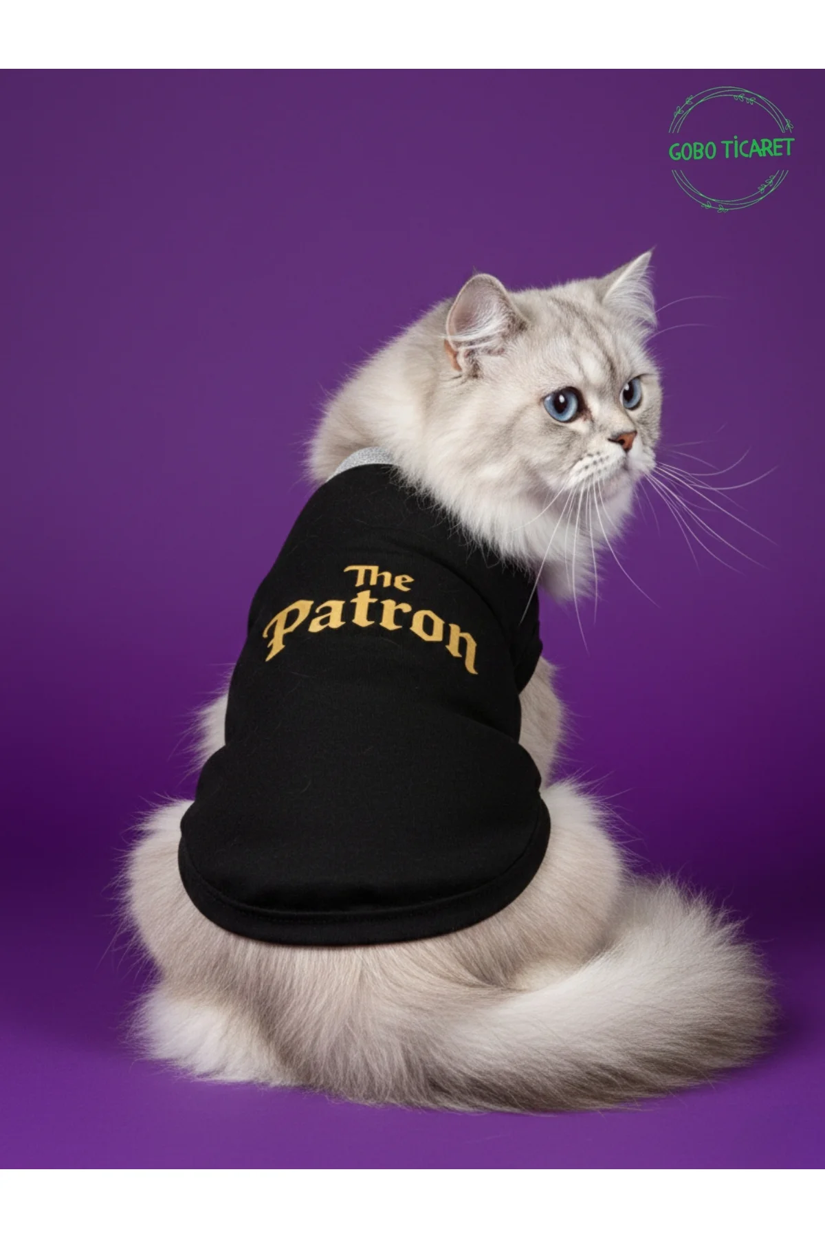 Siyah The Patron Yazılı Kedi ve Köpek Kıyafeti Tişörtü Elbisesi X