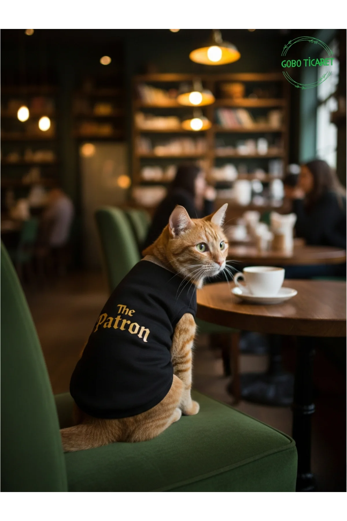 Siyah The Patron Yazılı Kedi ve Köpek Kıyafeti Tişörtü Elbisesi L