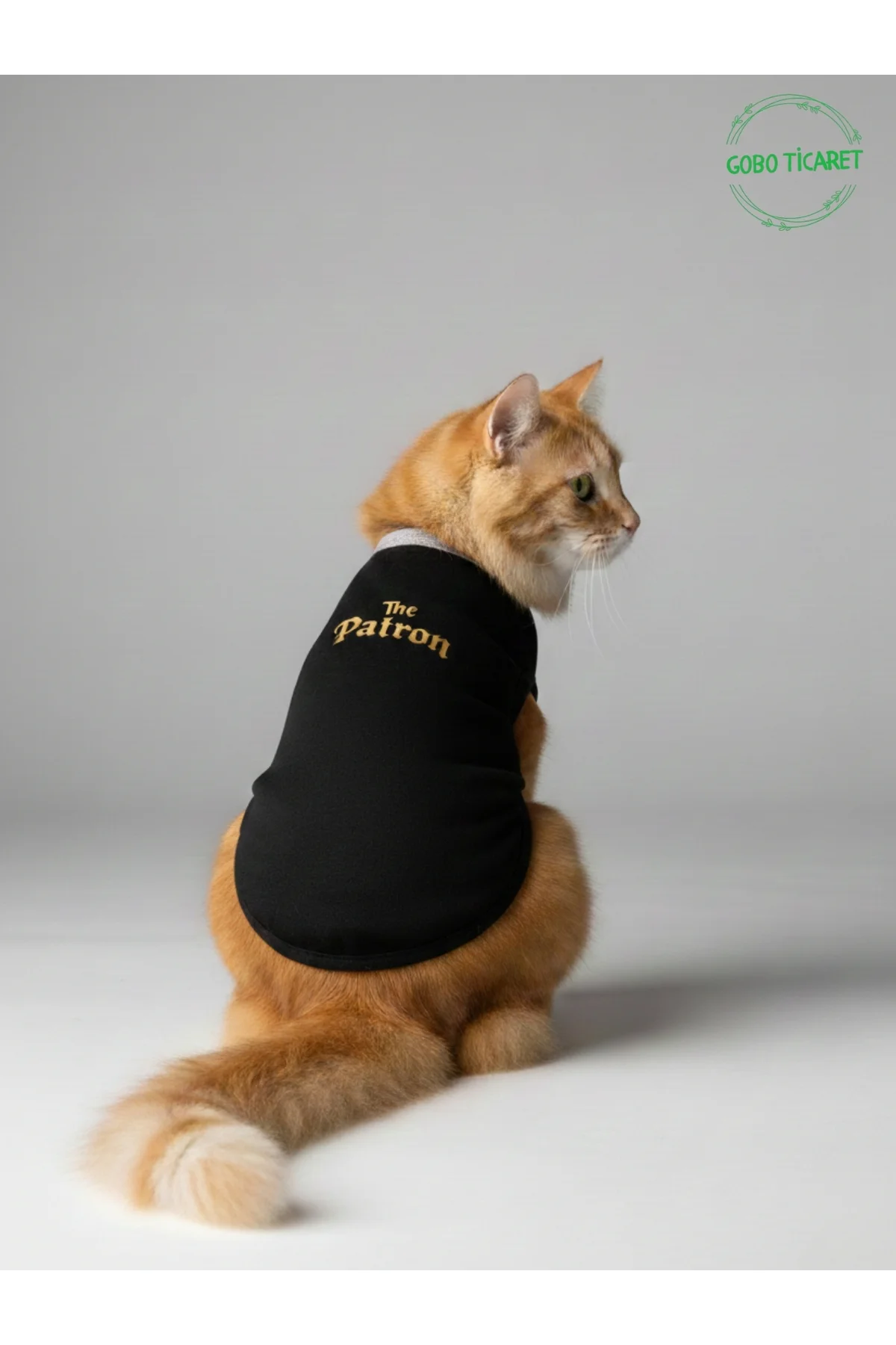 Siyah The Patron Yazılı Kedi ve Köpek Kıyafeti Tişörtü Elbisesi X