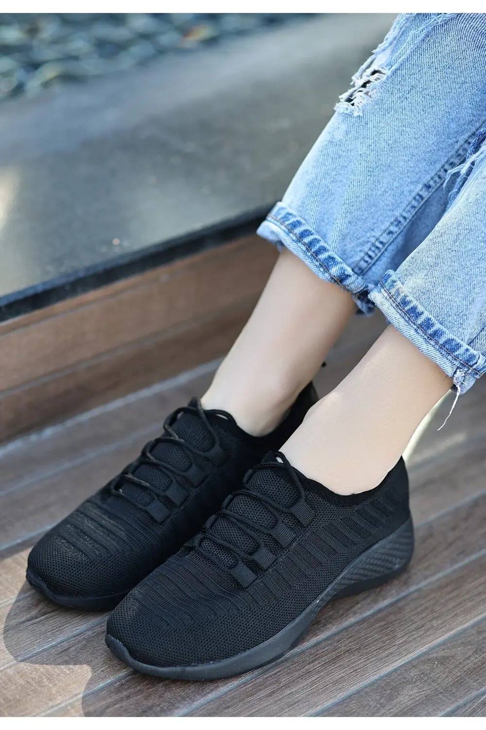 Siyah Triko Spor Ayakkabı