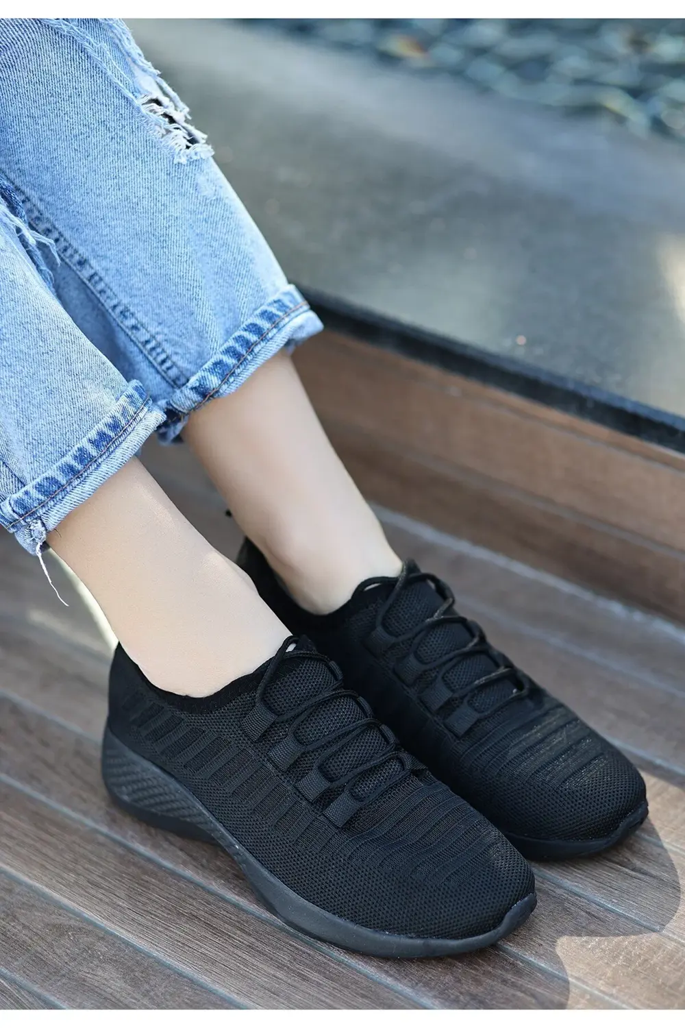 Siyah Triko Spor Ayakkabı