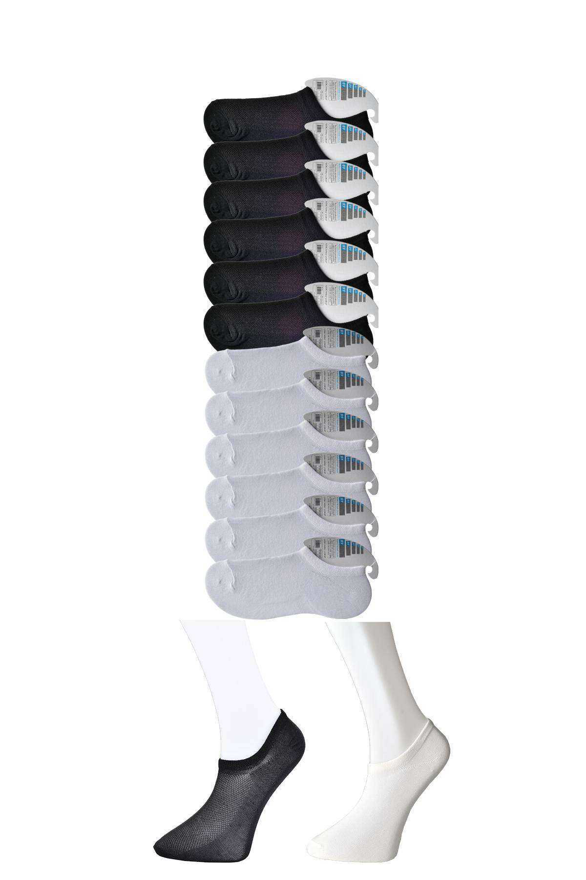 Just Cheap Store Siyah Ve Beyaz Erkek Görünmez Çorap 12 Çift