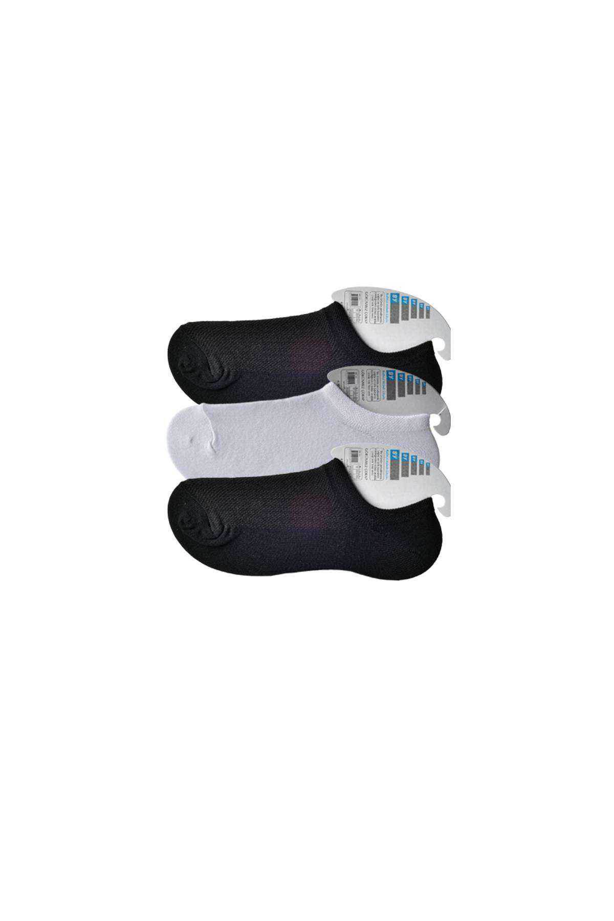 Just Cheap Store Siyah Ve Beyaz Erkek Görünmez Çorap 3 Çift
