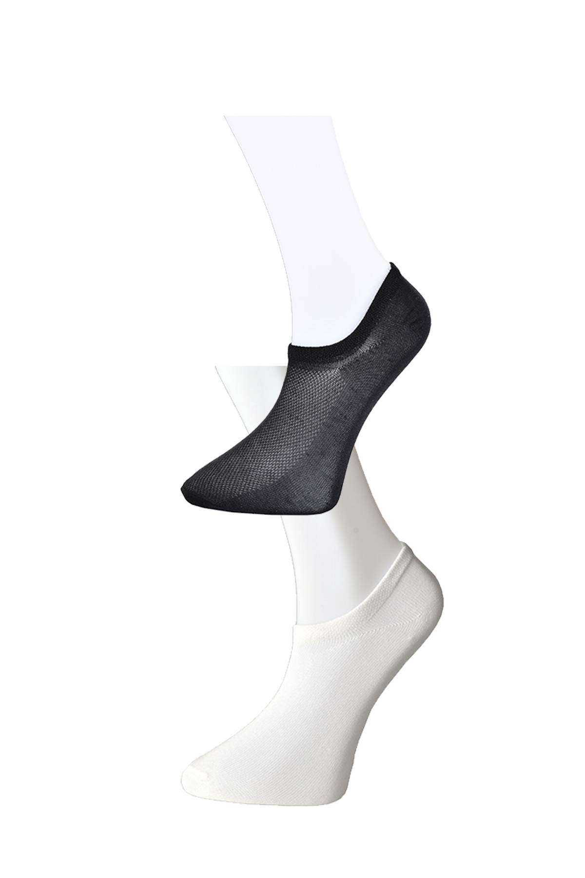 Just Cheap Store Siyah Ve Beyaz Erkek Görünmez Çorap 12 Çift