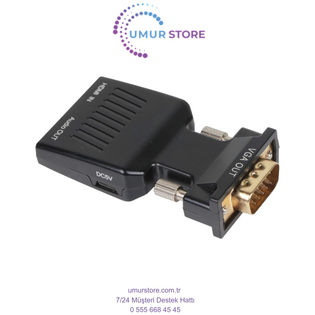 Siyah Vga Erkek To Hdmi Dişi Dönüştürücü Siyah Vga Erkek To Hdmi Dişi Dönüştürücü