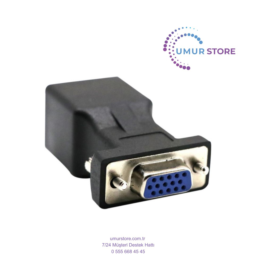 Siyah VGA Genişletici Adaptörü Cat5 / Cat6 / RJ45 Kablosu