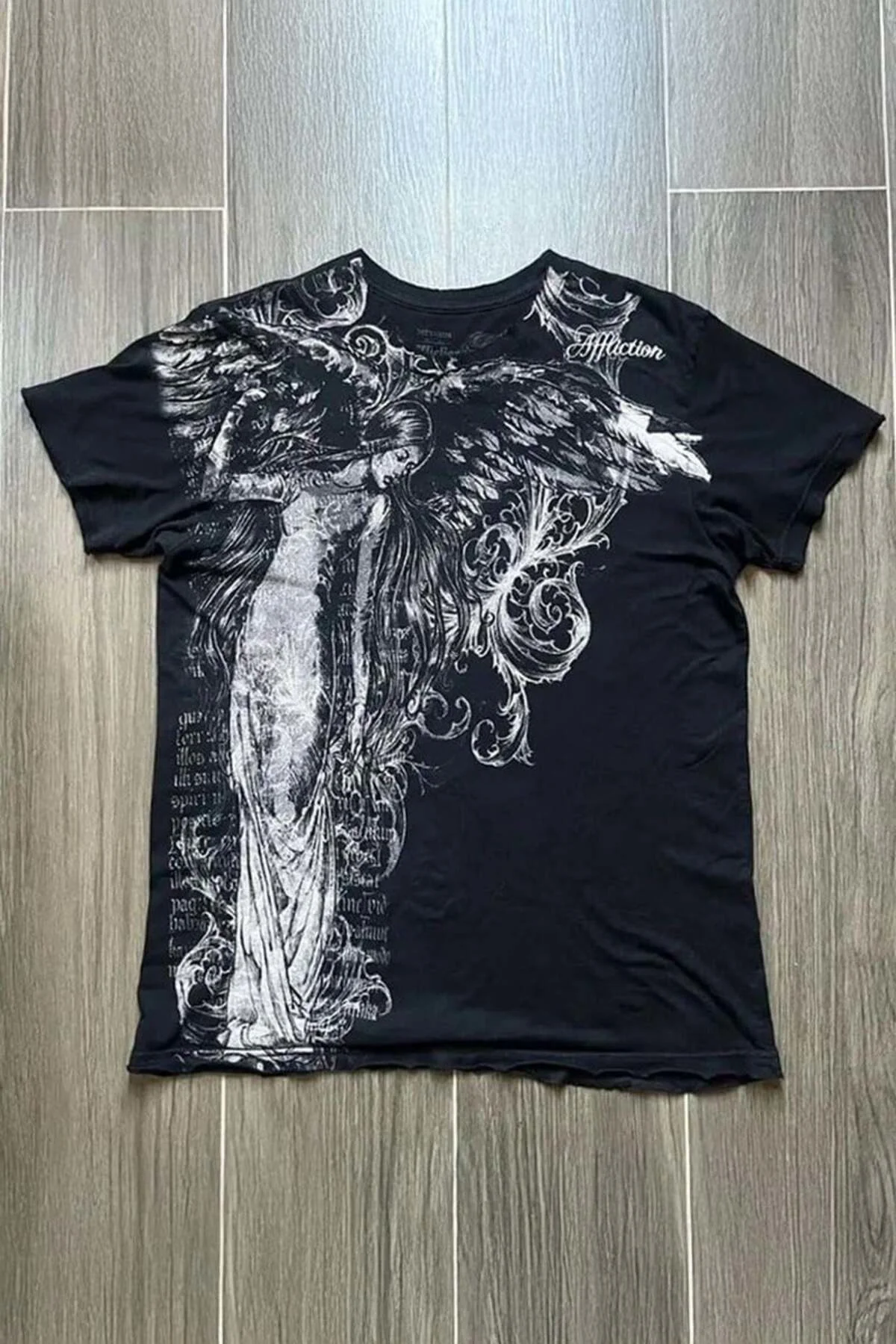 Siyah Vintage Angel Affliction Cyber Grunge Unisex T-shirt