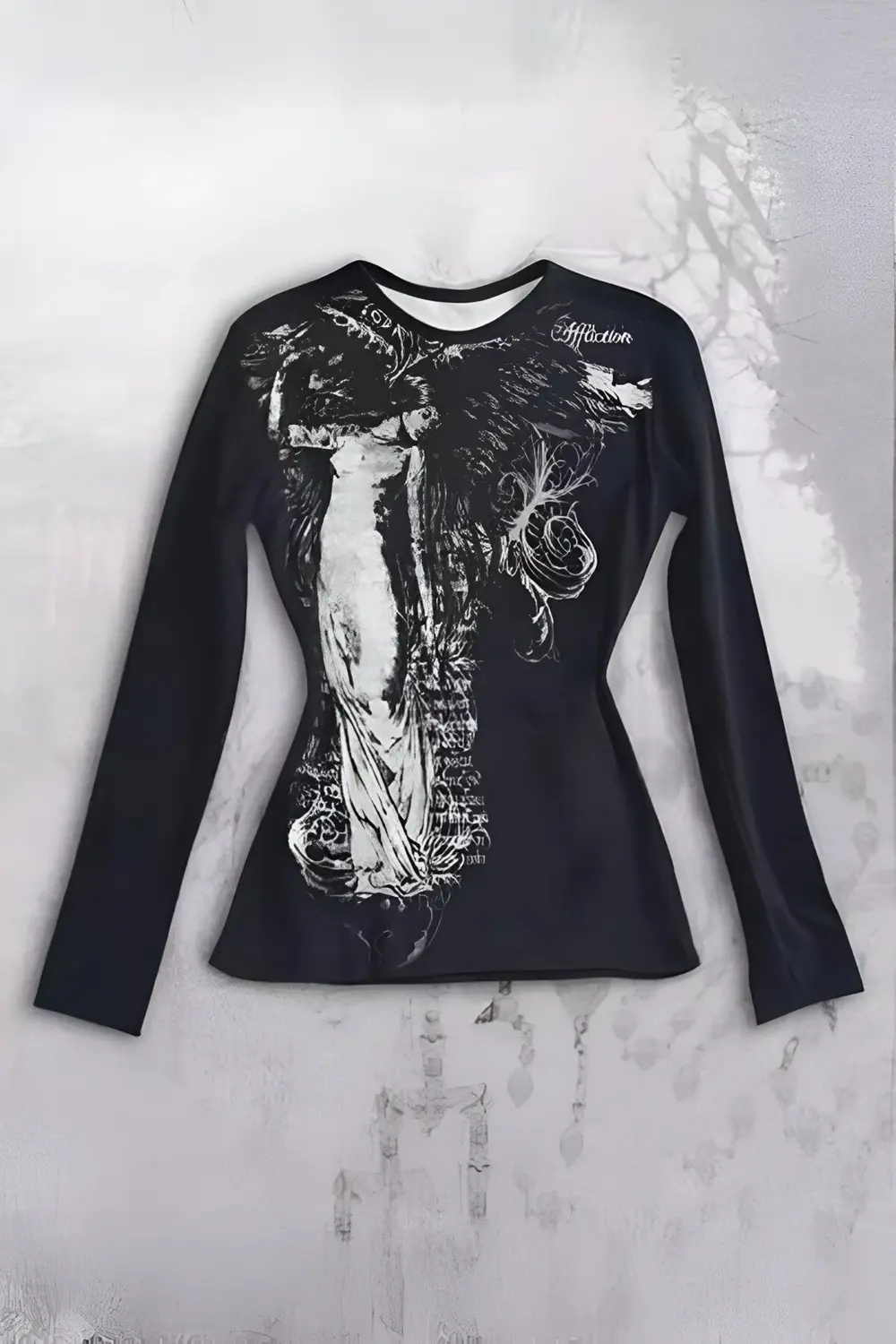 Siyah Vintage Angel Affliction Cyber Grunge Y2K Uzun Kollu Crop Siyah Vintage Angel Affliction Cyber Grunge Y2K Uzun Kollu Crop