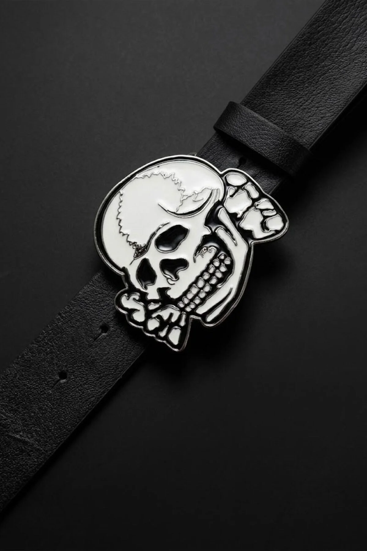 Siyah White Enamel SKull Deri Kemer Fiyatı, Yorumları ve Özellikleri