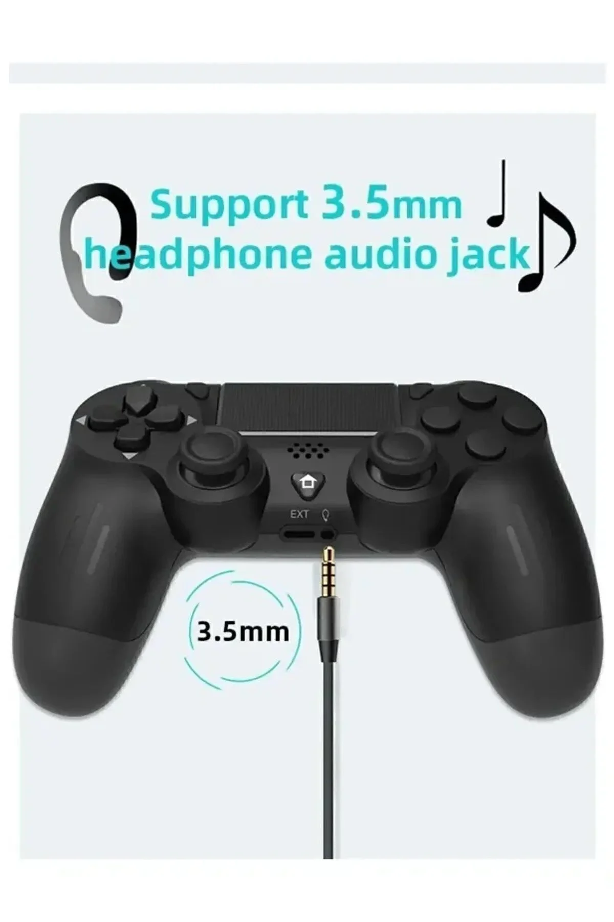 Siyah wireless bluetooth joystick PS4 uyumlu titreşimli oyun kolu 1 yıl garantili