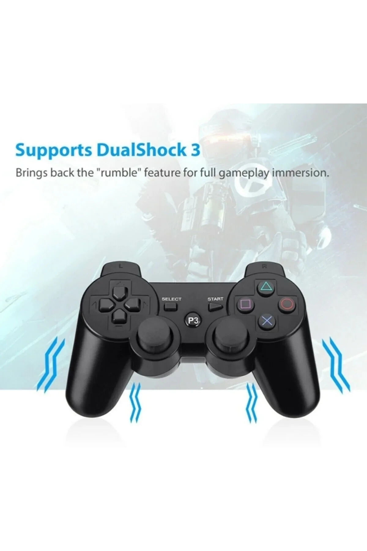 Siyah wireless joystick hızlı şarj özellikli Playstation 3 uyumlu 1 yıl garantili