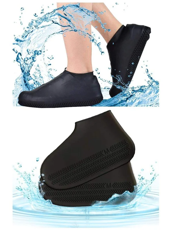 Siyah  Yağmur Koruyucu Ayakkabı Kılıfı Kaymaz Su Kir Geçirmez Large (40-46)