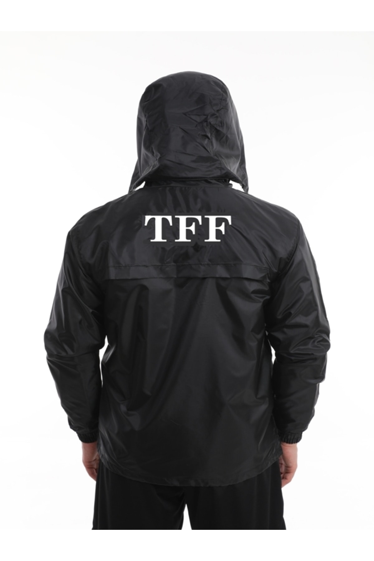 K18moda Siyah Yağmurluk, Astarlı, Kapüşonlu, Tff Armalı Ve Tff Yazılı