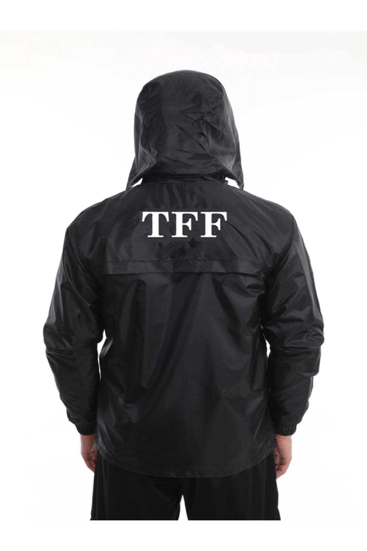 Siyah Yağmurluk, Astarlı, Kapüşonlu, Tff Armalı Ve Tff Yazılı