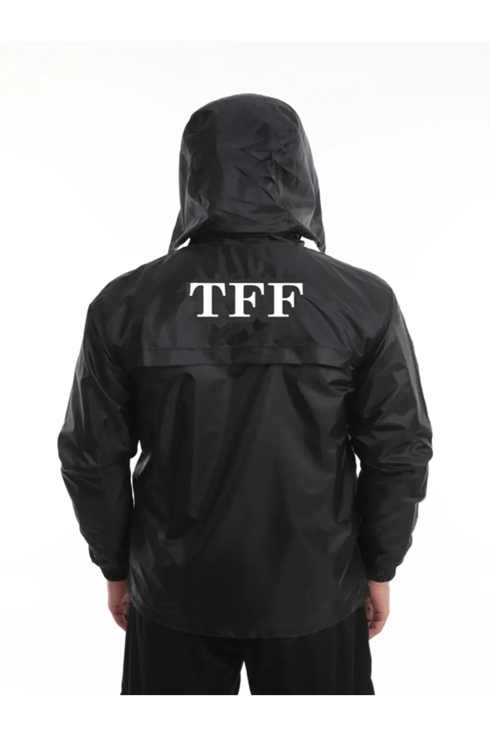 Siyah Yağmurluk, Astarlı, Kapüşonlu, Tff Armalı Ve Tff Yazılı