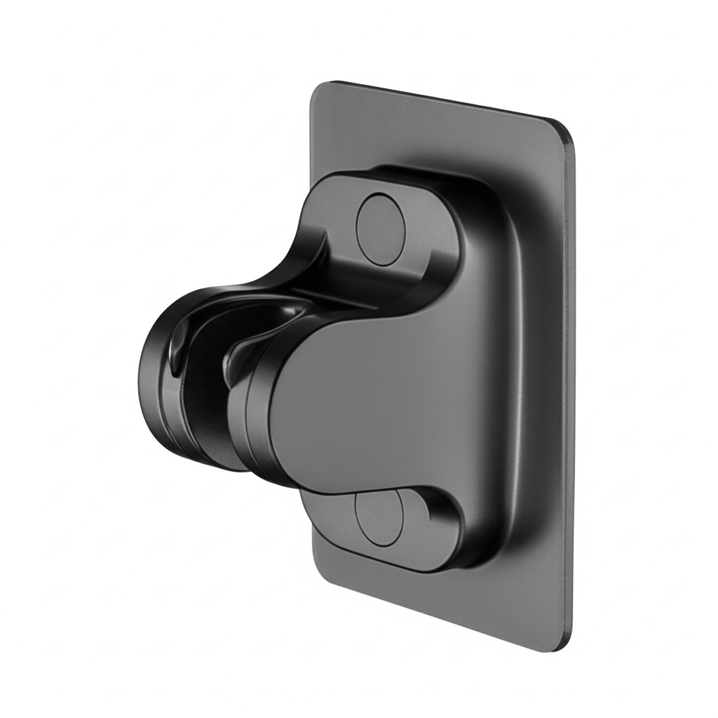 Siyah Yapışkanlı Duş Başlığı Tutucu Deliksiz Montaj Modern Banyo