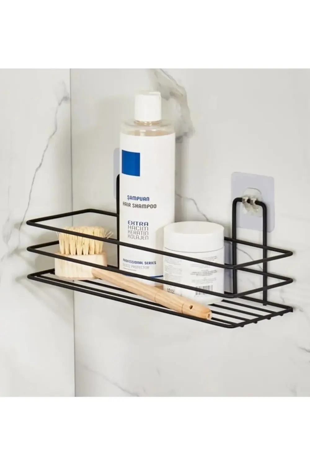 Siyah Yapışkanlı Çok Amaçlı Banyo Düzenleyici Rafı Duş Organizeri