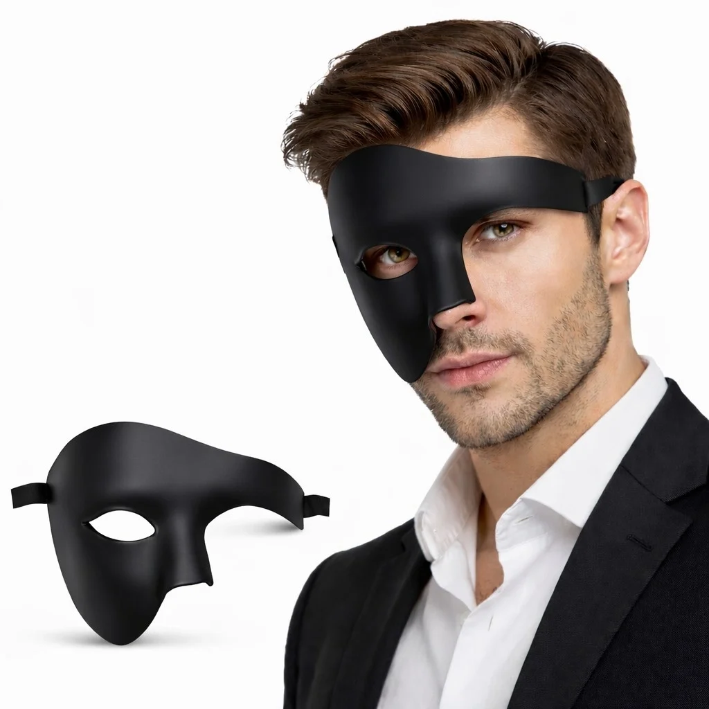 Siyah Yarım Erkek Maske – Phantom Parti &amp; Balo Maskesi