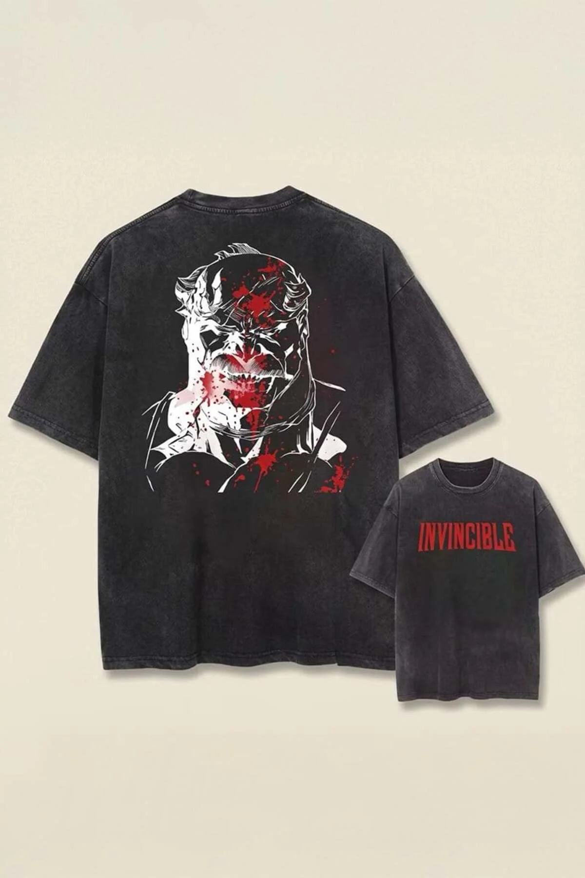 Siyah Yıkamalı Invincible Omni-Man Unisex T-Shirt