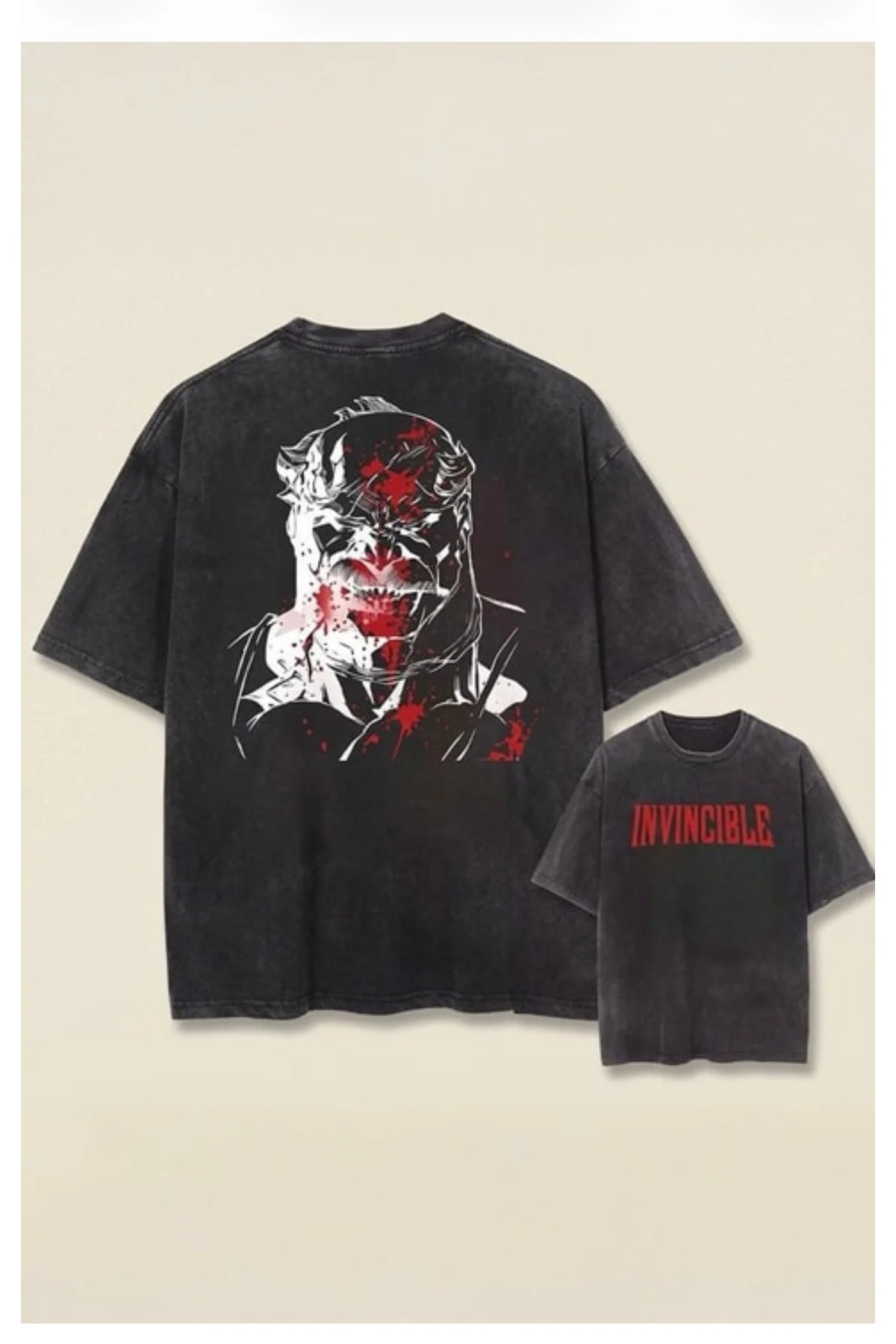 Siyah Yıkamalı Invincible Omni-Man Unisex T-Shirt
