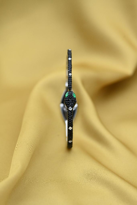 Tükkan Accessories Siyah Yilan Figür Zirkon Taş Yayli Kelepçe Çelik Bileklik-Keztçbi