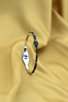 Tükkan Accessories Siyah Yilan Figür Zirkon Taş Yayli Kelepçe Çelik Bileklik-Keztçbi