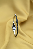 Tükkan Accessories Siyah Yilan Figür Zirkon Taş Yayli Kelepçe Çelik Bileklik-Keztçbi