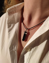 SİYAH YILDIZ TAŞI DOĞALTAŞ PANDÜL KOLYE-DOĞALTAŞKOL9