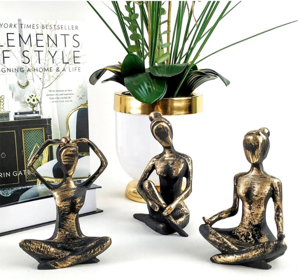 Siyah Yogacı Kız 3lü Biblo