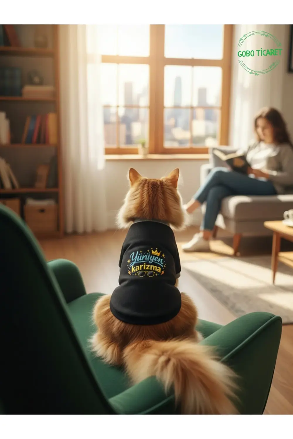 Siyah Yürüyen Karizma Yazılı Kedi ve Köpek Kıyafeti Tişörtü Elbis