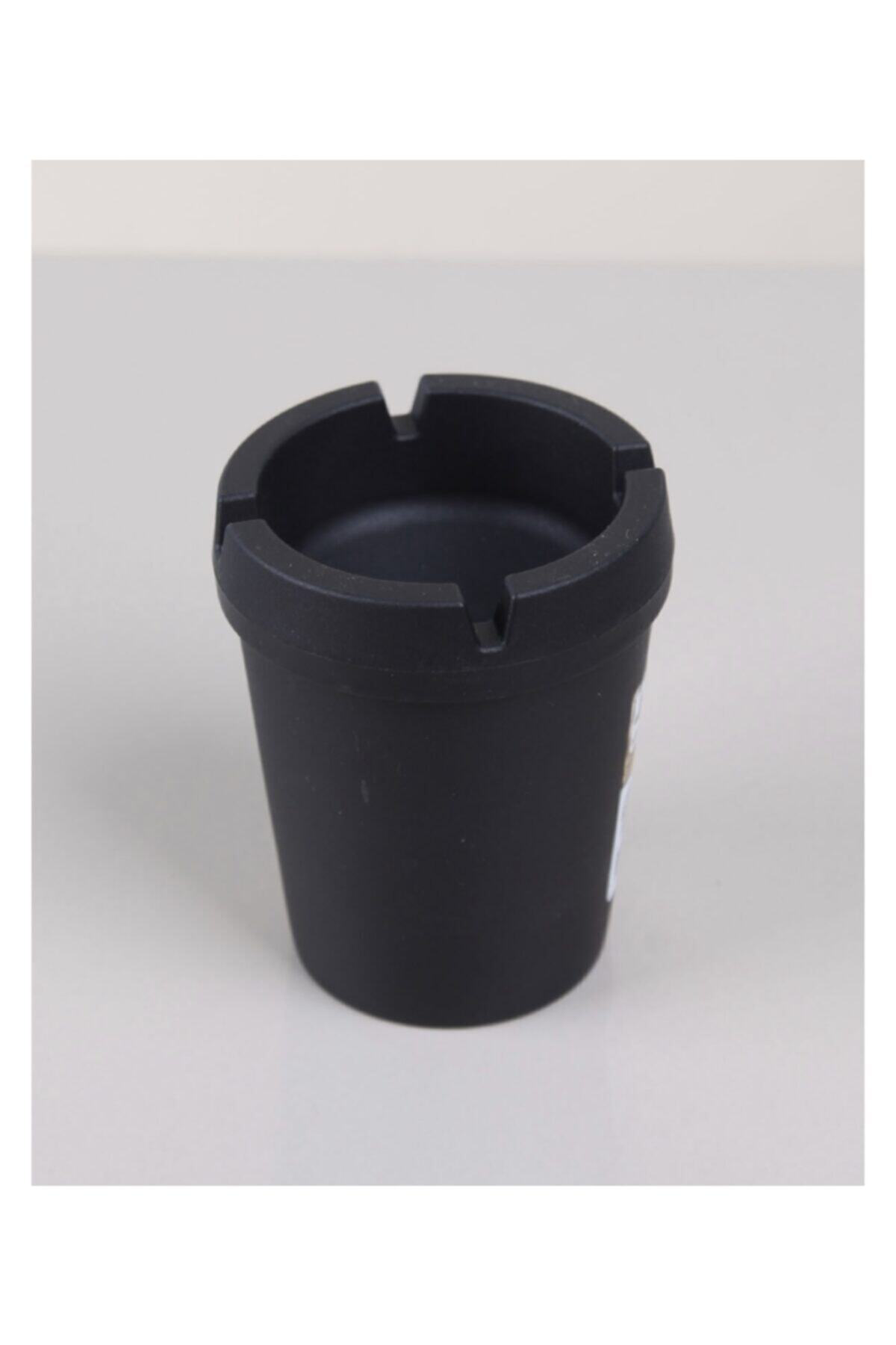Siyah Yuvarlak Kokusuz Silikon Küllük Beyaz Yuvarlak