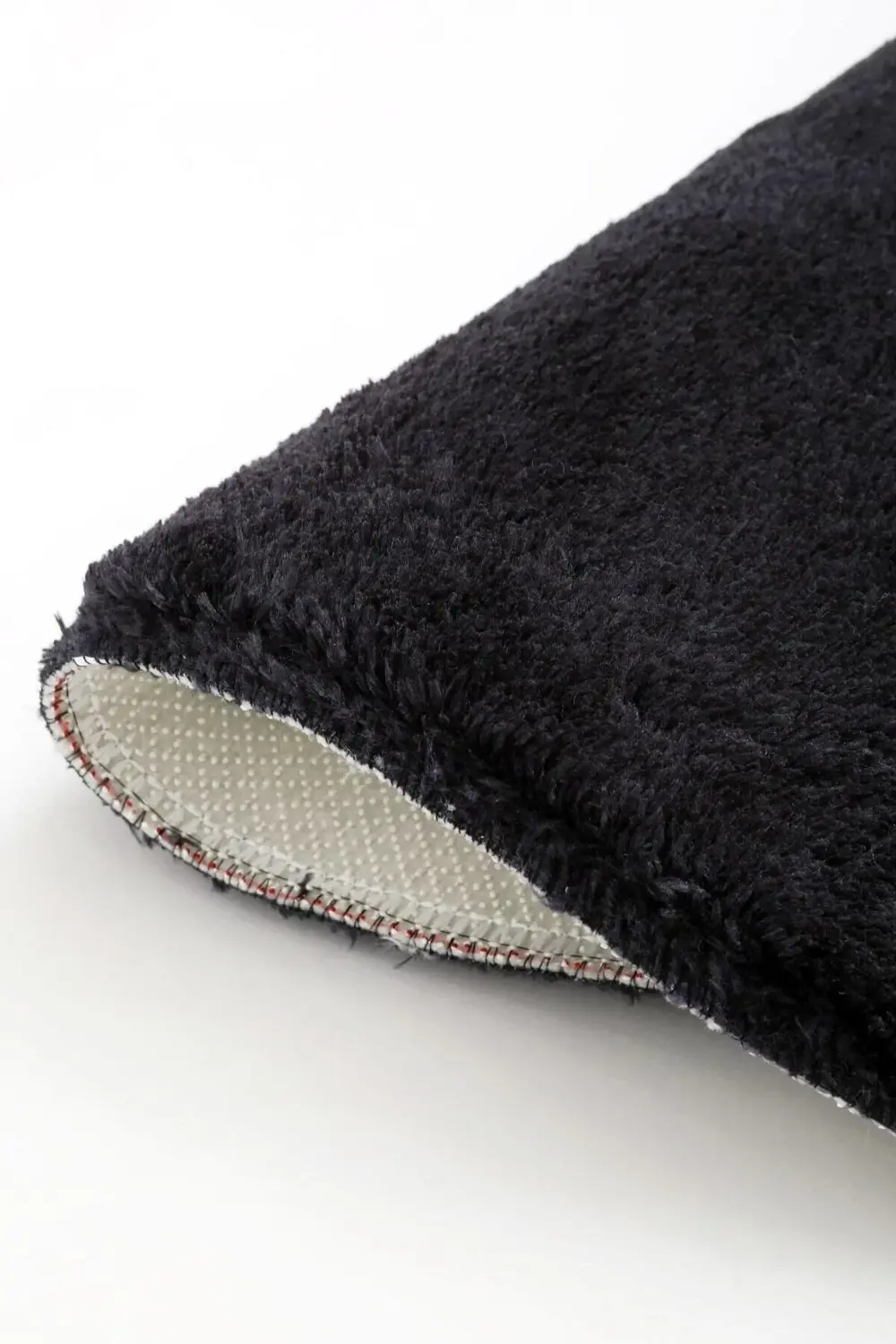 Siyah Yuvarlak Post Dokuma Halı Peluş Yumuşacık Kaymaz Antibakter