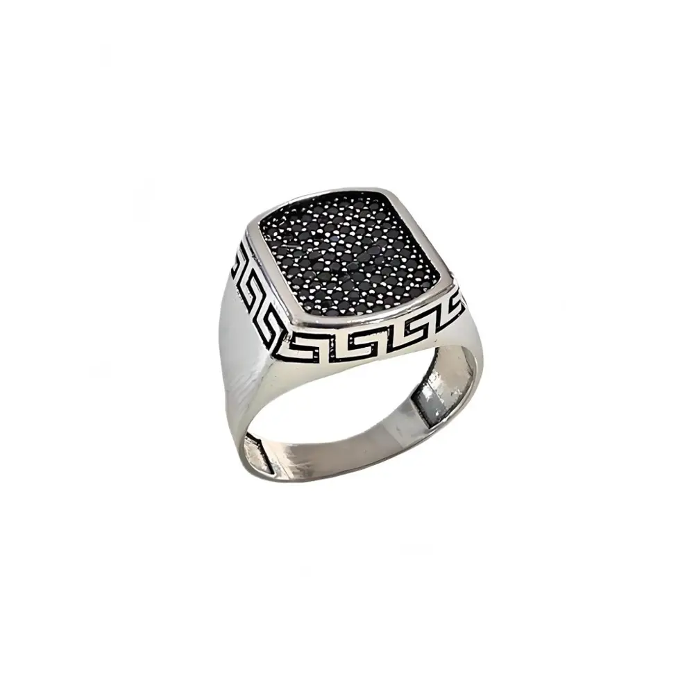 Siyah Zirkon Taşlı Gümüş Yüzük 240055742G12Y