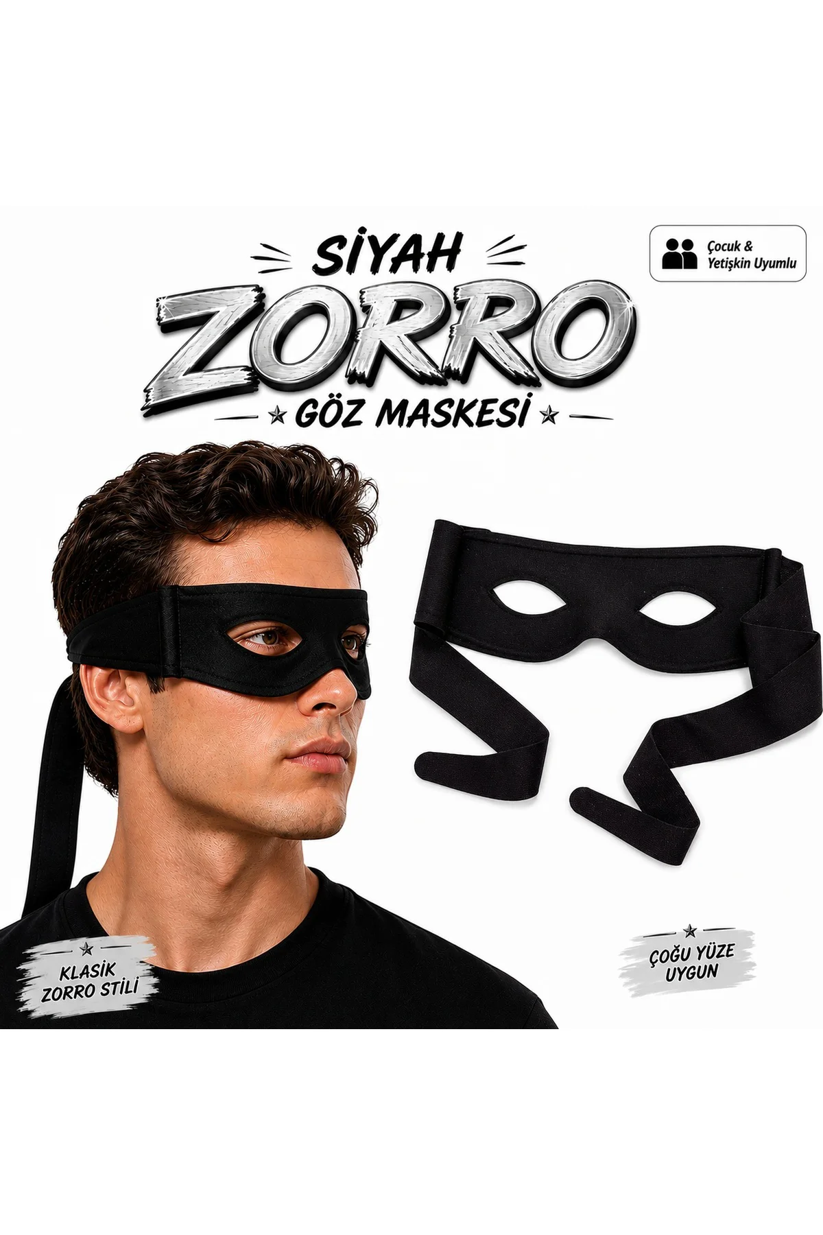 Siyah Zorro Göz Maskesi – Bağlamalı Parti ve Kostüm Aksesuarı Siyah Zorro Göz Maskesi – Bağlamalı Parti ve Kostüm Aksesuarı