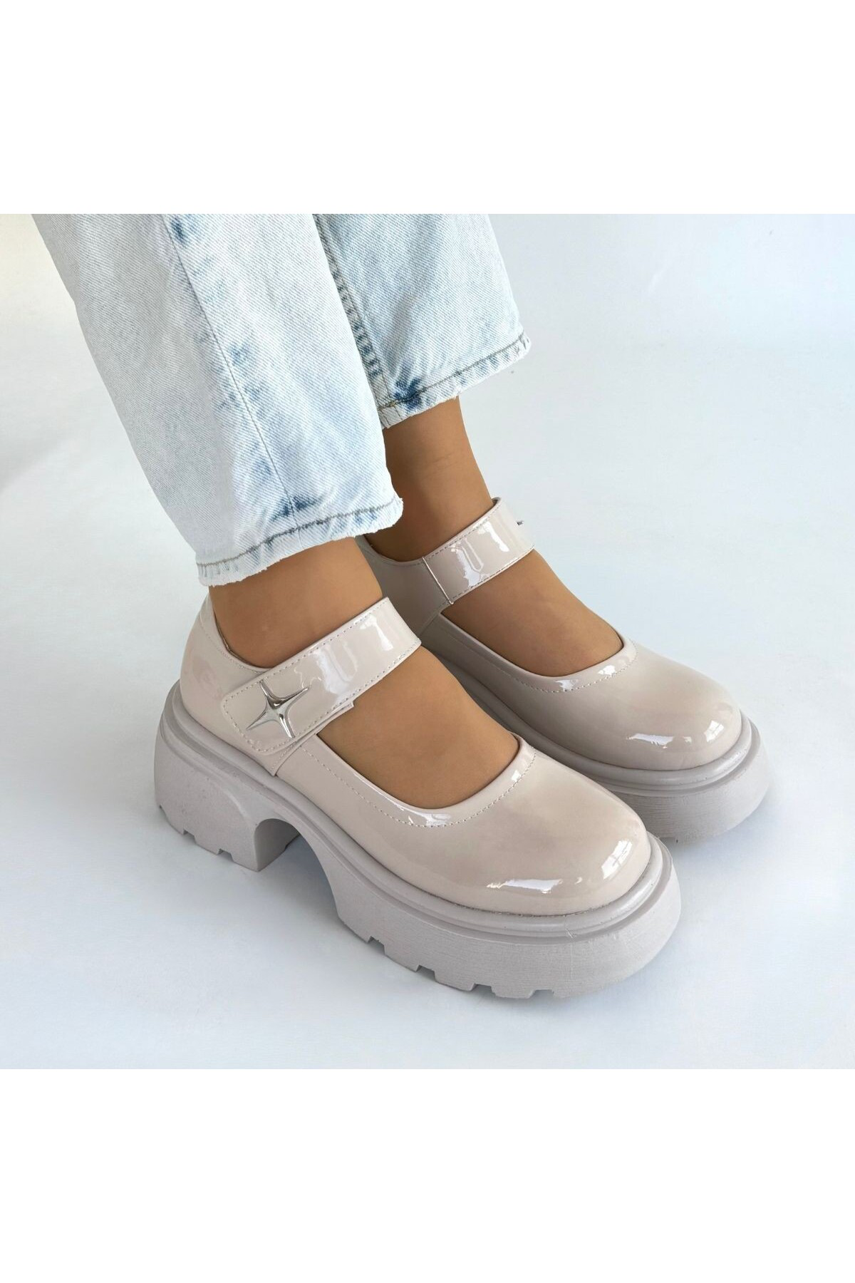 Erbilden Siyat Bej Rugan Dolgu Topuk Oxford Ayakkabi