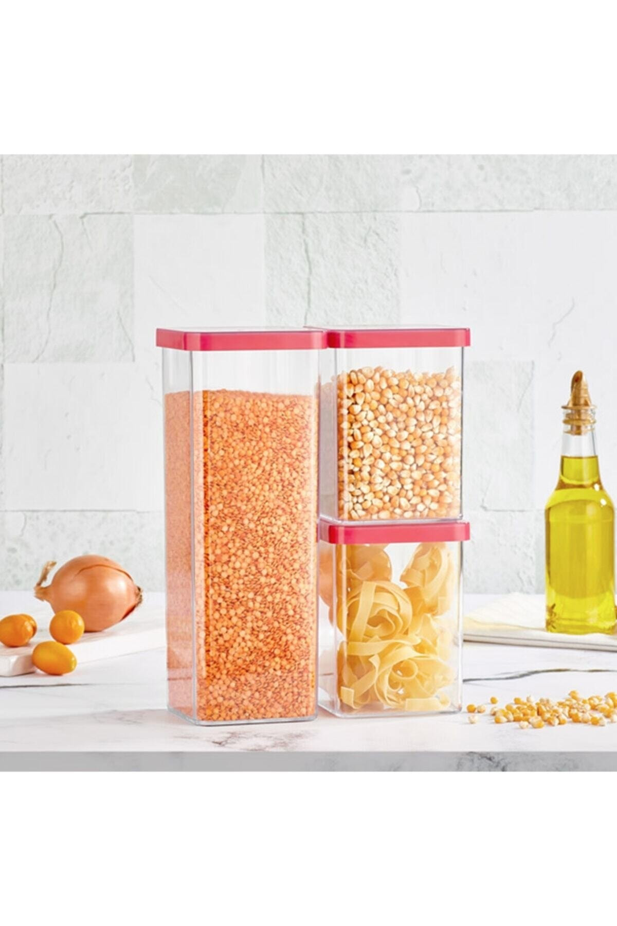 Organizers Sızdırmaz Kapaklı Şeffaf Saklama Kabı 3'Lü Set 500Ml-1000Ml-2100M