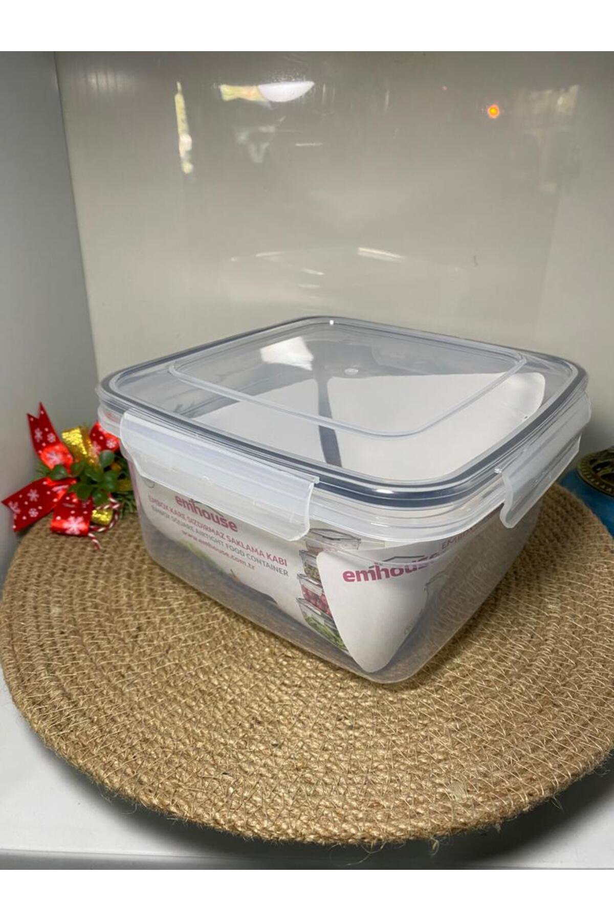 Elif Aksesuar Sızdırmaz Kare Plastik Saklama Kabı 2400Ml