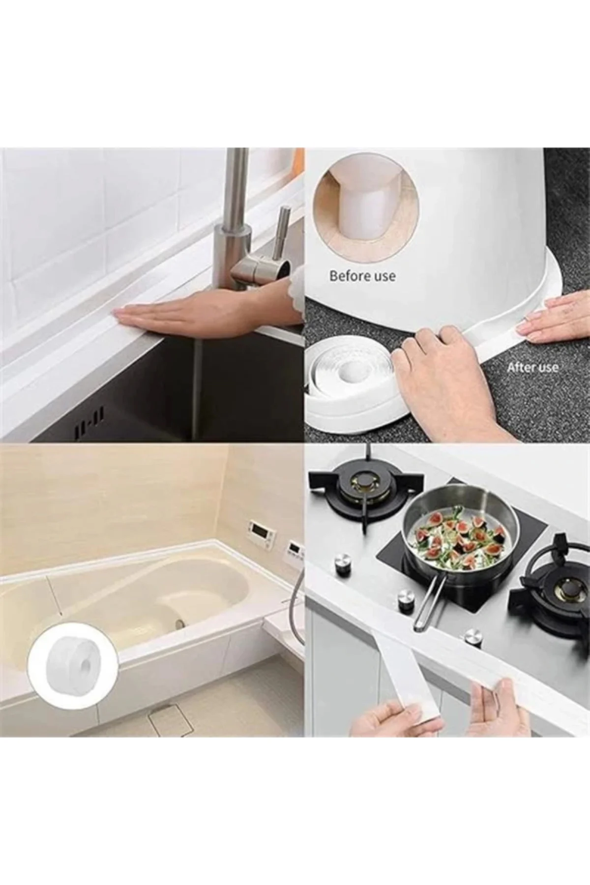 Sızdırmazlık Bandı Banyo Mutfak Lavabo Küvet Duş Teknesi Su Geçirmez Kenar Bant (320 cm)